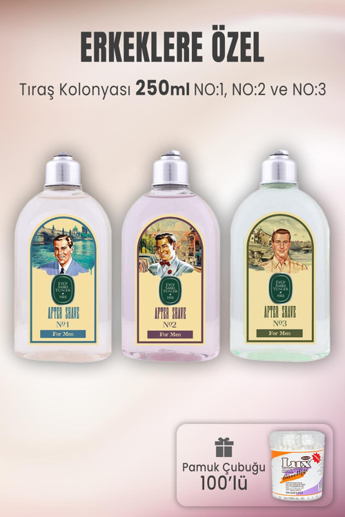 Tıraş Kolonyası Seti 1-2-3 ve Pamuk Çubuğu 100' lü
