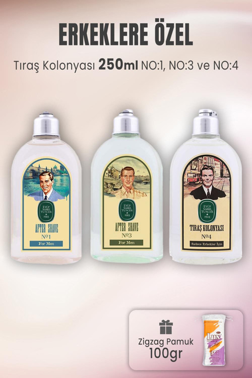 Tıraş Kolonya Seti 1-3-4 ve Zigzag Pamuk 100 gr