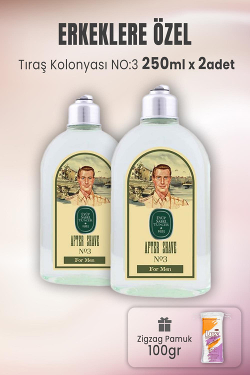 Tıraş Kolonyası No 3 x 2 Adet ve Zigzag Pamuk 100 gr
