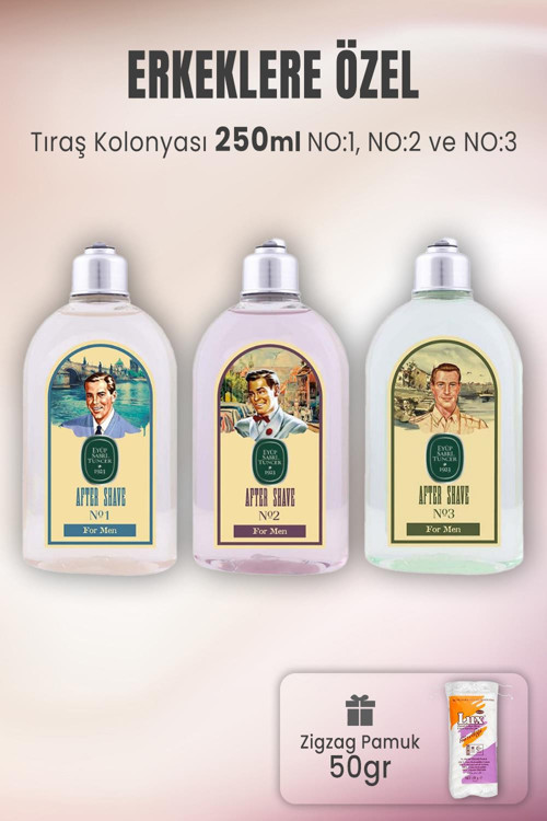 Tıraş Kolonyası Set 1-2-3 ve Zigzag Pamuk 50 gr