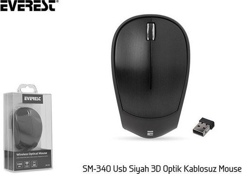 SM-340 Usb Siyah 3D Optik Kablosuz Mouse