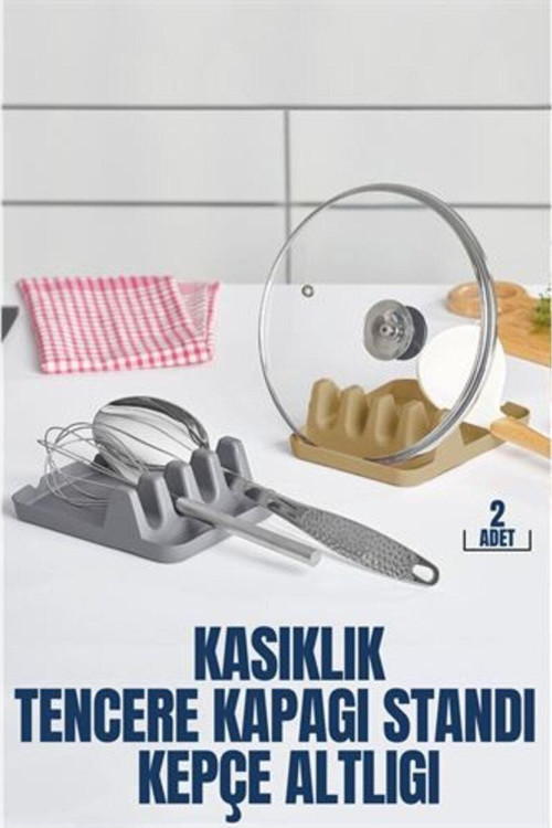 2 Li Düzenleyici Kaşıklık Tencere Kapağı Standı Kirli Kaşıklık Kepçe Altlığı