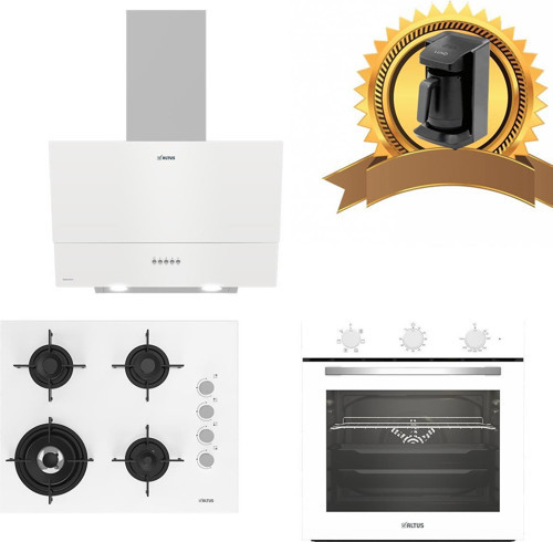 Beyaz Cam Ankastre Set 535 W - 189 Dw Ocak Woklu-321 W Fırın Turbo