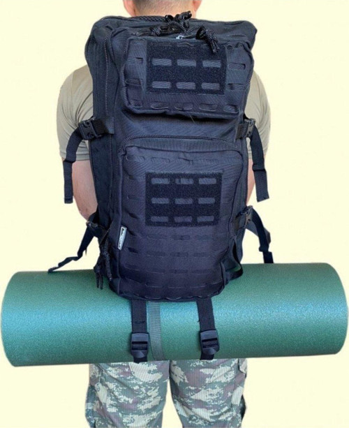 Askeri Sırt Çantası Tactical Çanta 55 Litre Siyah Lazer Kesim