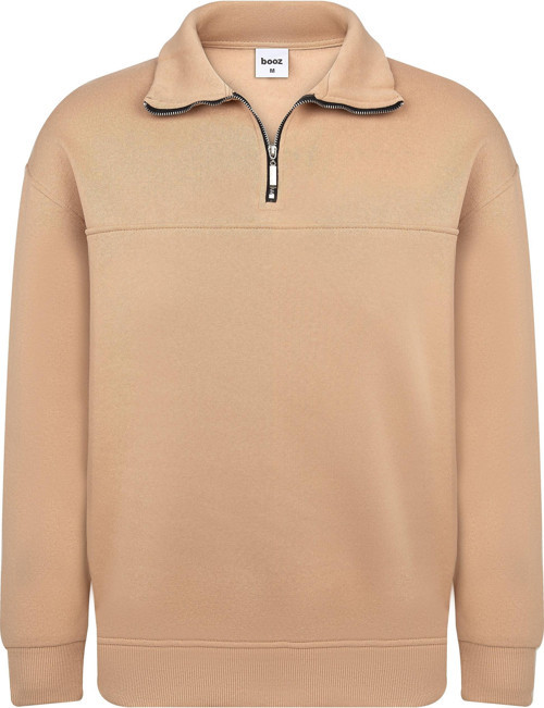 Unisex Relax Fit Rahat Kesim Pamuklu Yarım Fermuarlı Dik Yaka Sweatshirt