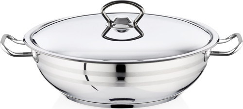 Bestinox 32x9.5 cm Flanşlı Kulp Çelik Kapaklı Çelik Kısa Tencere-7.65 Litre