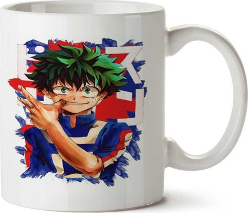 Izuku Midoriya Boku No Hero Anime Temalı Beyaz Kupa Bardak Porselen
