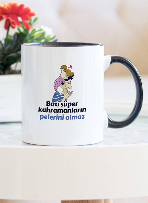 Bazı Süper Kahramanların Pelerini Olmaz Siyah Kupa Kupa Bardak Babaya Hediye Babalar Günü Hediyesi