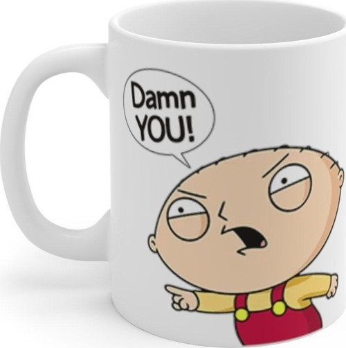 Family Guy Stewie Karikatür Temalı Beyaz Kupa Bardak Porselen