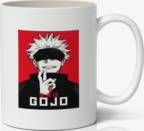 Jujutsu Kaisen Gojo Anime Temalı Beyaz Kupa Bardak Sevgiliye Arkadaşa Hediye