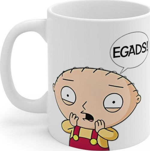 Family Guy Stewie Şaşkın Temalı Beyaz Kupa Bardak Porselen