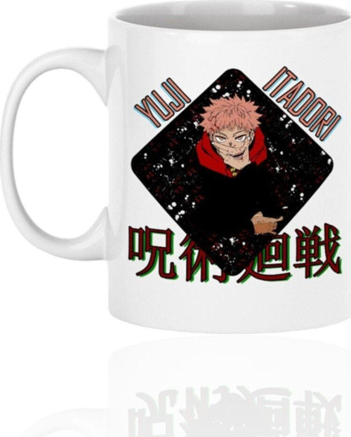 Jujutsu Kaisen Yuji Itadori Anime Temalı Beyaz Kupa Bardak