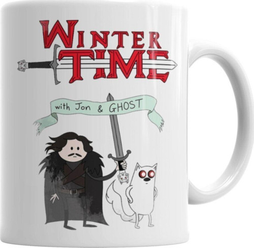 Game Of Thrones Adventure Time Jon Snow Temalı Beyaz Kupa Bardak Porselen