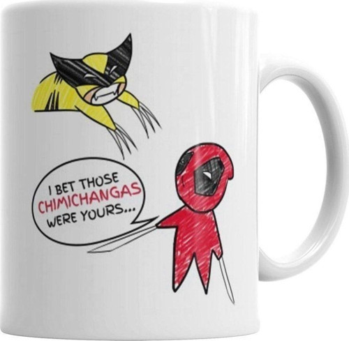 Deadpool Wolverine Marvel Karikatür Temalı Beyaz Kupa Bardak Porselen