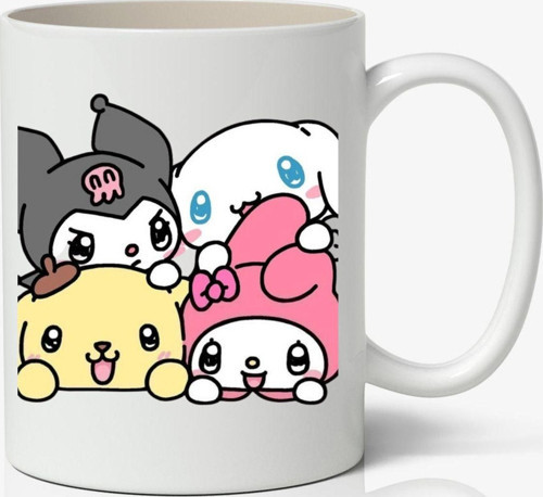 Kuromi Kawaii Ve My Melody Karakterler Anime Temalı Beyaz Kupa Bardak Hediye