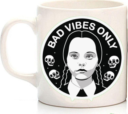 The Addams Family - Wednesday Friday Addams Bad Vibes Only Temalı Kupa Bardak
