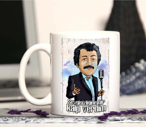 Retro Tasarım Müslüm Gürses Temalı Kupa Bardak Kahve Fincanı