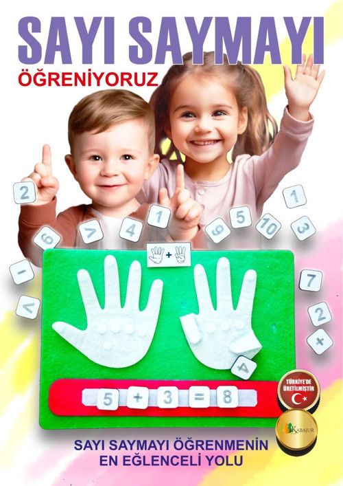 Sayı saymayı öğreten eğitici keçe oyuncak - matematik becerileri geliştirici oyun