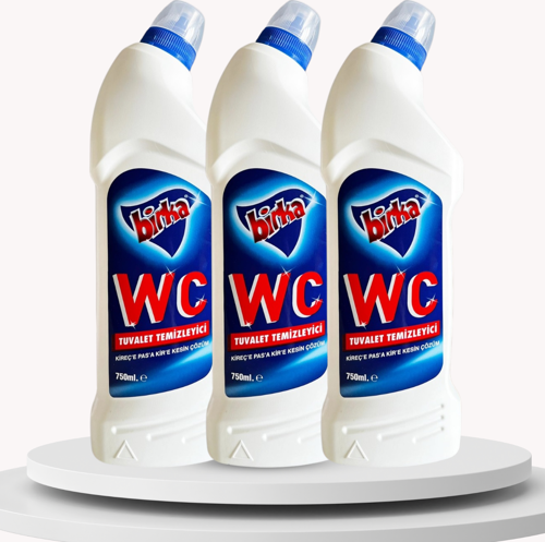 WC Tuvalet ve Pisuvar Temizleyici 3 Adet x 750 ml - Güçlü Pas ve Kireç Çözücü, Tuvalet Hijyeninde Üstün Performans