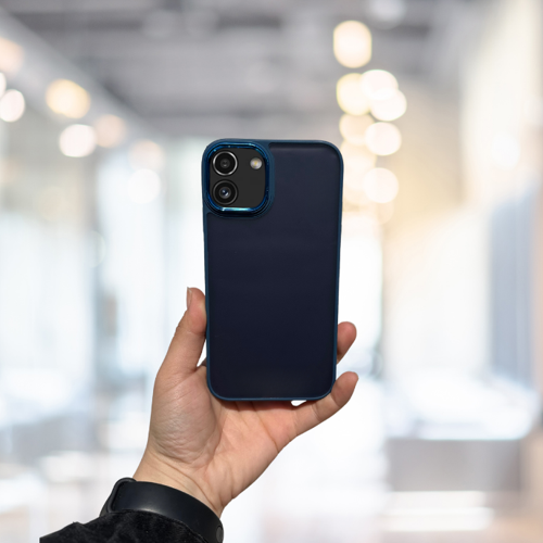 SAMSUNG A03 ARKASI BUZLU ŞEFFAF HASSAS DÜĞME KAMERA ÇIKINTILI SERT MAT PERFECT LACİVERT