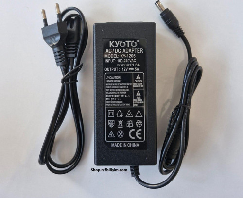 Nif Bilişim KYOTO KY-1205 12 Volt 5 Amper Plastik Kasa Adaptör