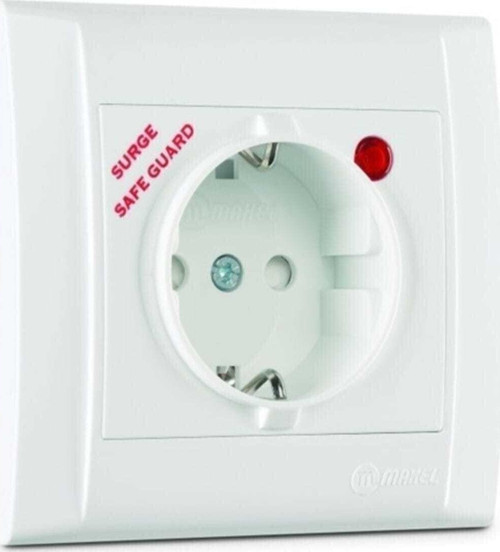 Beyaz Şok Akım Korumalı Topraklı Priz Sıva Altı /16A Termal Sigortalı