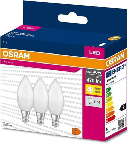 4,9 Watt E-14 Ince Duy 2700K Sarı Işık Buji Led Ampul 3 Lü Paket