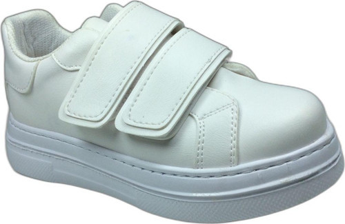 1087 Kız Çocuk Beyaz Cırtlı Sneaker Spor Ayakkabı