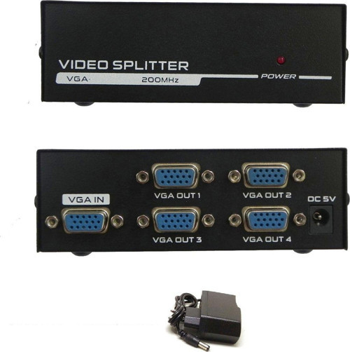 4 Port Vga Splitter Adaptör Destekli Vga Görüntü Çoklayıcı 15 Pin 4Lü Vga Çoğaltıcı 1 In 4 Out