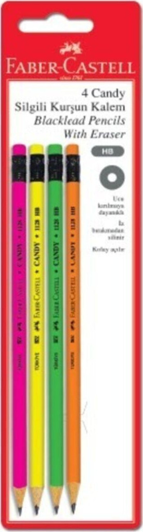 Kurşun Kalem Candy Silgili 4'Lü
