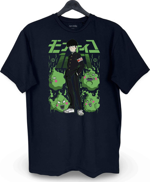 Mob Psycho 100 Shigeo Baskılı Loose Fit Bisiklet Yaka Unisex Tişört