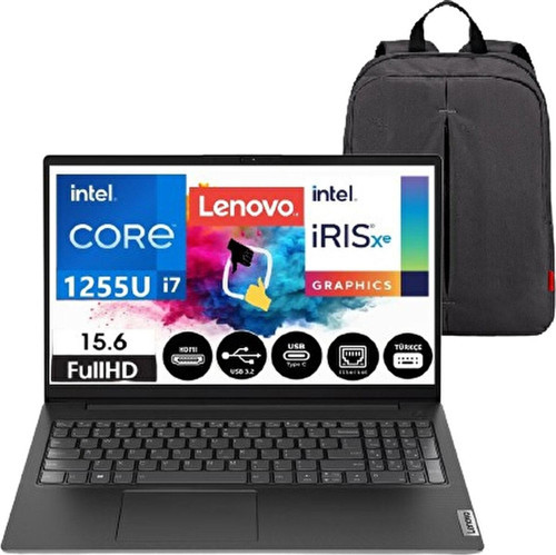 V15 Gen3 Intel Core I7 1255U 24GB 1tb SSD Intel Iris Xᵉ Freedos 15.6" Fhd Bilgisayar 82TT00QPTX+SNERTECH Çanta