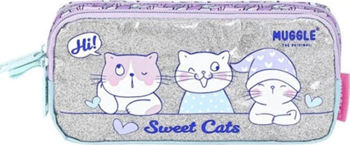 Muggle İki gözlü Kedi Desenli kalemlik okul Çocuk Kalem Kutusu Mu-9065