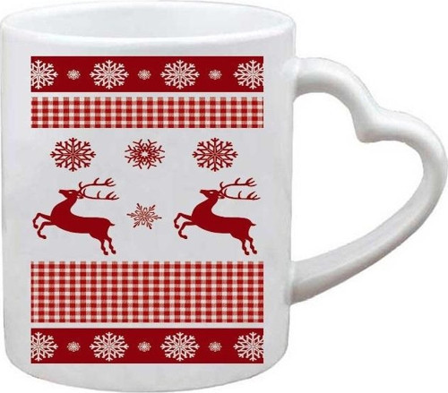 Kişiye Özel Yılbaşı Merry Christmas Noel Yeni Yıl Hediye Kalp Kulplu Baskılı Kupa Bardak
