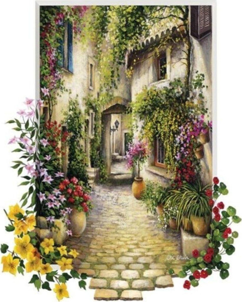 Puzzle 1000 Parça Çiçekli Ara Sokak