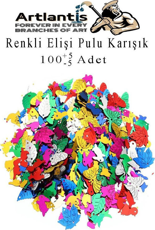 Elişi Pulu Karışık Şekilli 100 lü 1 Paket Renkli Şekilli Pul Yanardöner Payet Pırıltılı Süs Okul Öncesi Kreş Ana Sınıfı