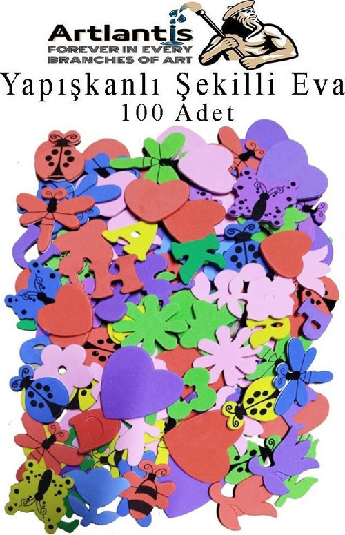 Şekilli Eva Yapışkanlı 100 lü 1 Paket Kendinden Yapışkanlı Eva Sticker Okul Öncesi Kreş Ana Okulu Süsleme