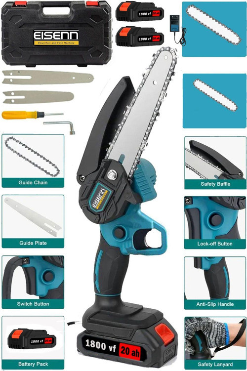 Alman 15-12 Cm Ikisi Bir Arada Li-On Batarya 1800 Vf 20 Ah Çift Akülü Dal Budama Bıçkı Makinası