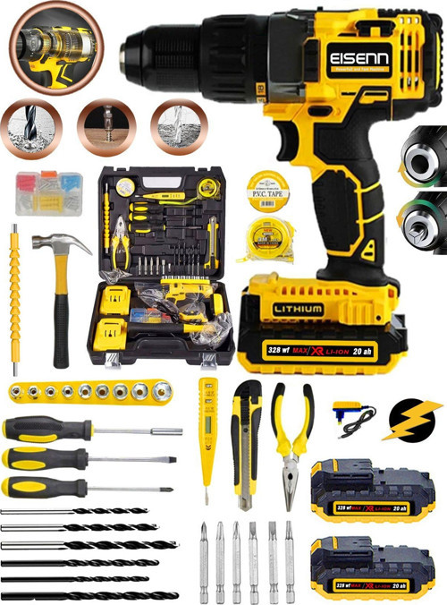 Alman Teknoloji Jake 398 Wf 20 Ah Bakır Sargı Motor 2 Akülü Seri Vidalama Matkap 37 Pcs Combo Set