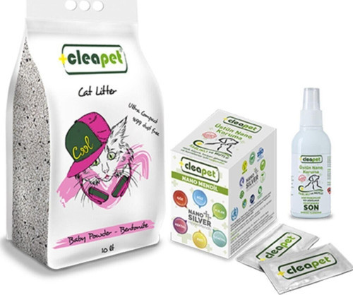 Pudralı Kedi Kumu 10 Lt 2’Li Nano Havlu Nano Sprey