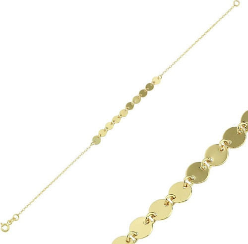 Pullu Altın Bileklik 14K Gold 19 Cm
