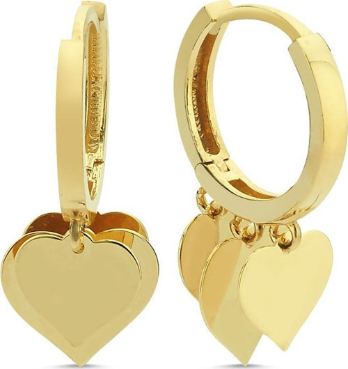 Altın Sallantılı Küpe Shakira Tasarım Kalp'li Parlak