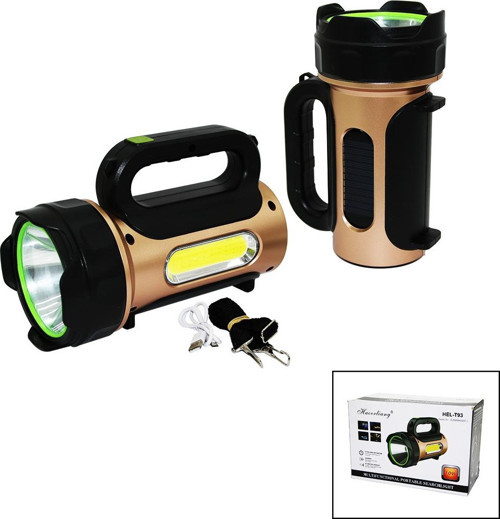 10W - SOLAR - USB ŞARJLI 2IN1 EL FENERİ RENKLİ FONKSİYONEL SMD LED (3877)