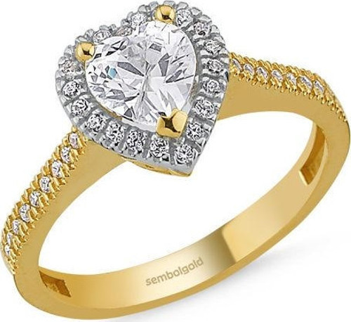 Altın Tektaş Yüzük Swarovski Taşlı Pırlanta Montür