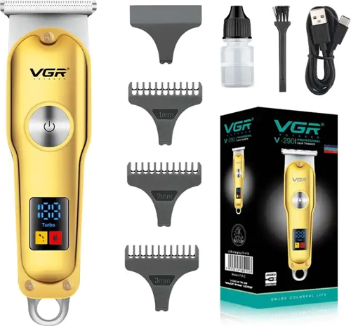 Vgr V-290 Altın T Bıçak Sıfır Kesim Lcd Ekran Şarjlı Tıraş Makinesi