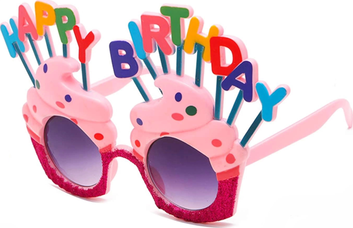 Happy Birthday Yazılı Pembe Fuşya Renk Parti Gözlüğü 12x7 Cm