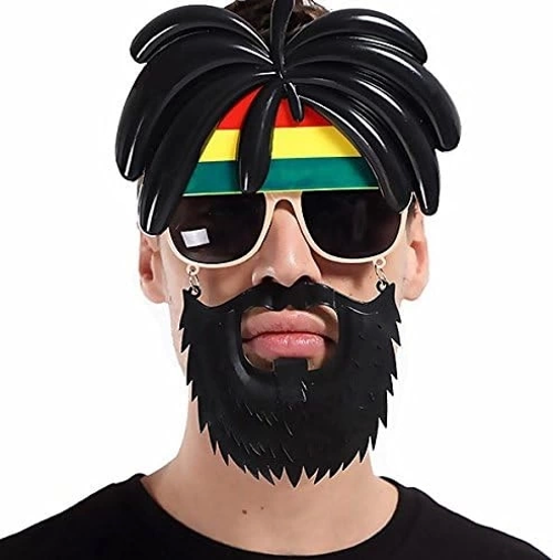 Rasta Peruklu Rasta Sakallı Bob Marley Bıyıklı Parti Gözlüğü 27x18 Cm