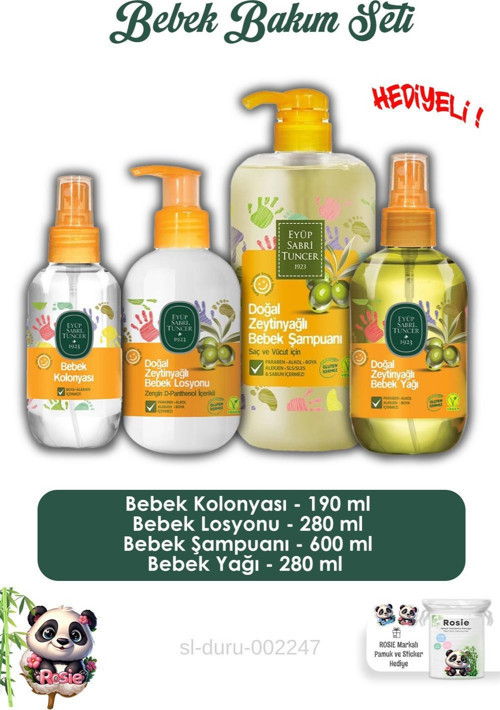 Bebek Bakım Seti, Natural Olive Oil Baby Shampoo, Baby Oıl, Baby Lotion And Baby Cologne ve ROSIE