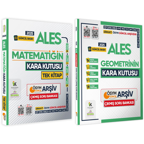 2025 ALES Kara Kutu Matematik TEK KİTAP ve Geometri Çıkmış Soru Bankası 2li SET Video/PDF Çözümlü