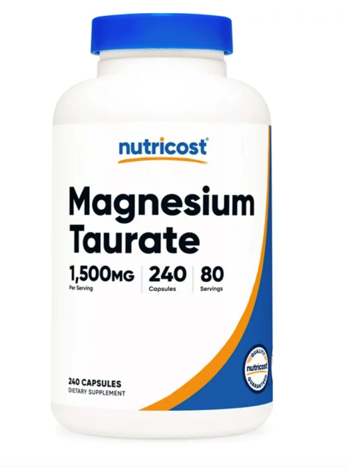 Magnesium Taurate (240 Capsules, 80 Servings / 1,500 mg Magnesium Taurate Per Serving) Gl